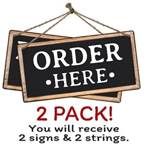 ATX CUSTOM SIGNS - Order Here and Pick Up Here Signs 2 Pack Black and White