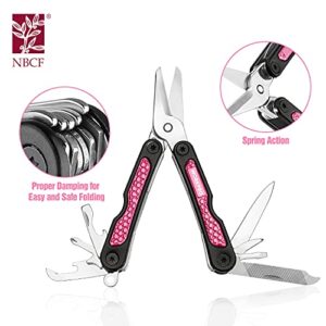 WORKPRO Pink Utility Knife & Multi Tool Set, Folding Box Cutter, Quick Change Blade, 8 in 1 Multi Function Scissor- Portable Pocket Tools for Outdoors, Camping, Fishing, Hiking - Pink Ribbon