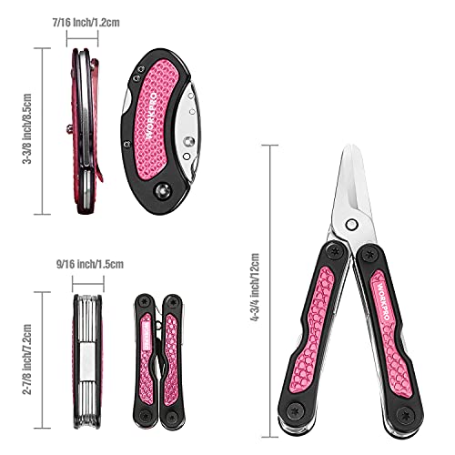 WORKPRO Pink Utility Knife & Multi Tool Set, Folding Box Cutter, Quick Change Blade, 8 in 1 Multi Function Scissor- Portable Pocket Tools for Outdoors, Camping, Fishing, Hiking - Pink Ribbon