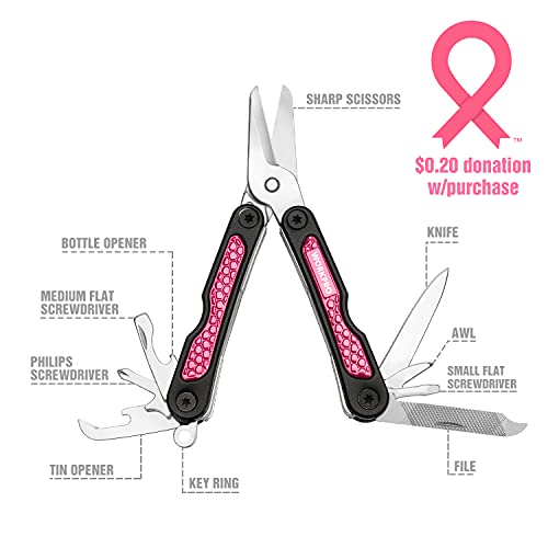 WORKPRO Pink Utility Knife & Multi Tool Set, Folding Box Cutter, Quick Change Blade, 8 in 1 Multi Function Scissor- Portable Pocket Tools for Outdoors, Camping, Fishing, Hiking - Pink Ribbon