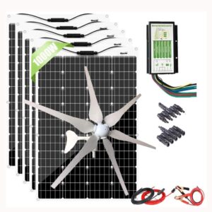 600w flexible solar panel + 400w wind turbine generator + hybrid charge controller,1000 watts 12v wind solar kit for home off grid system