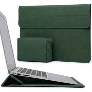 hyzuo 13 inch laptop sleeve case with stand feature compatible with macbook air m2 a2681 13.6" display, macbook air 13 m1 2018-2024, macbook pro 13 m2 m1 2016-2024, with accessory bag, midnight green