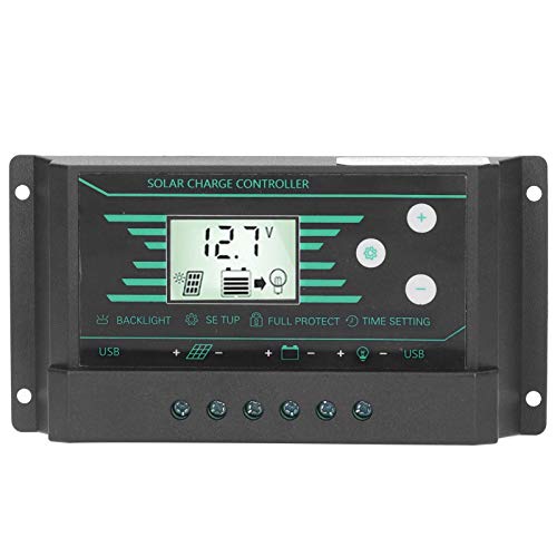 Solar Controller, Solar Panel Regulator Controller PWM Dual USB LCD Display 30A Controller 12V/24V for Lamp(z30)