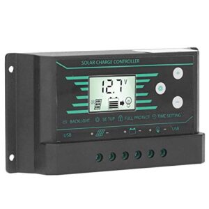 Solar Controller, Solar Panel Regulator Controller PWM Dual USB LCD Display 30A Controller 12V/24V for Lamp(z30)