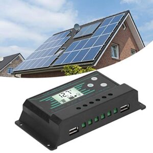 Solar Controller, Solar Panel Regulator Controller PWM Dual USB LCD Display 30A Controller 12V/24V for Lamp(z30)