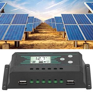 Solar Controller, Solar Panel Regulator Controller PWM Dual USB LCD Display 30A Controller 12V/24V for Lamp(z30)