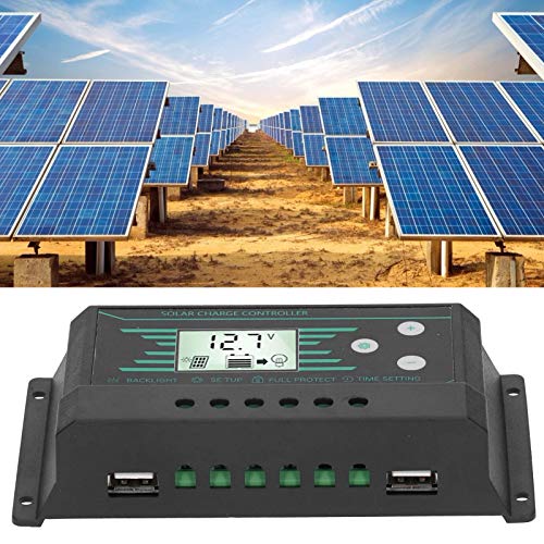 Solar Controller, Solar Panel Regulator Controller PWM Dual USB LCD Display 30A Controller 12V/24V for Lamp(z30)