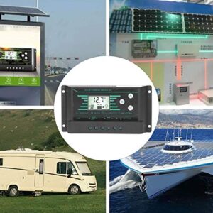 Solar Controller, Solar Panel Regulator Controller PWM Dual USB LCD Display 30A Controller 12V/24V for Lamp(z30)