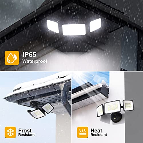 Onforu 100W Dusk to Dawn Led Outdoor Light, 9000LM Exterior Flood Security Lights, IP65 Waterproof 3 Adjustable Heads Security Lights Fixture, 6500K White Floodlights for Garage, Patio, Yard
