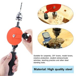 OCR Hand Drill Manual Crank Drill 1/4 inch (0.6mm-6mm) Precision Chucks Hand Drill With 2Pcs Drill Bit Set for Wood Plastic Acrylic Circuit Board Punching