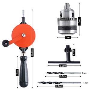 OCR Hand Drill Manual Crank Drill 1/4 inch (0.6mm-6mm) Precision Chucks Hand Drill With 2Pcs Drill Bit Set for Wood Plastic Acrylic Circuit Board Punching