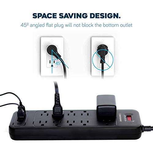 Power Strip Surge Protector USB-C and 10 AC Outlets, 3 USB and 1 USB C, Fast Charging Ports, Black, Flat Plug 6 ft Extension Cord, 2100 J 1875 Watts, 15A, Outlet Extender, ETL, BENTRONIC.