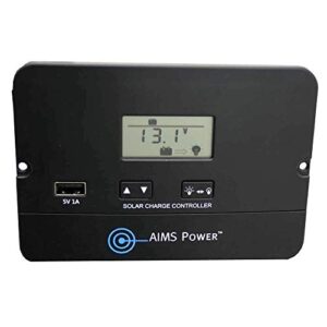 aims power flush mount 10 amp solar charge controller 12/24v pwm