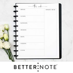 BetterNote This Week Refill Pages for Discbound Notebooks, Fits Big Happy Planner, Levenger Circa Discs, Staples Arc, Talia (Modern- 6 months, 11-Disc, 8.5"x11")