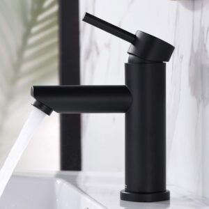 amazing force single hole bathroom faucet single handle bathroom sink faucet matte black stainless steel basin mixer tap,sink drain & deck plate not included(matte black) 1.2 gpm