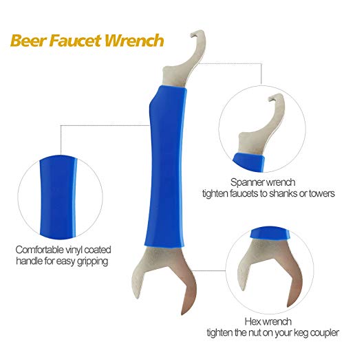 DOMUEN Faucet Wrench Beer Faucet Wrench Tool Beer Tap Wrench Beer Tap Faucet Wrench Heavy Duty Faucet Wrench for Draft with Hex Nut Wrench Keg Spanner Wrench for Draft Beer Tap Beer Coupler Kegerator