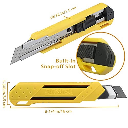 DOWELL Utility Knife Retractable Box Cutters Extra Smooth with Snap-off Slot HY040107