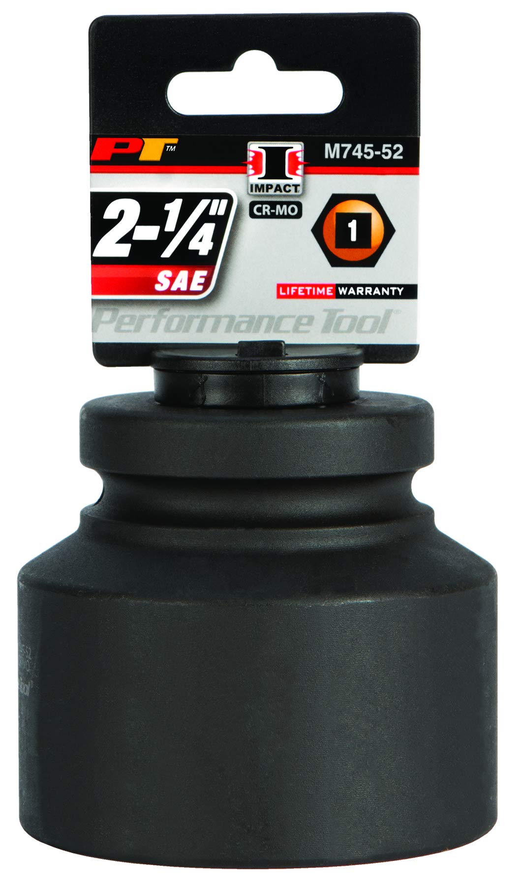 Performance Tool M745-52 1 In Drive 2-1/4 In Impact Socket for Heavy-Duty Automotive Repairs and Maintenance Jobs with High-Torque Output Capability