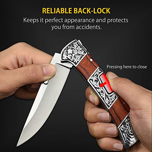 NedFoss Folding Pocket Knife for Men, Temperament Gentleman's Knife with Back Lock and Pocket Clip, Elegent Cool Knives Collection Gift For All