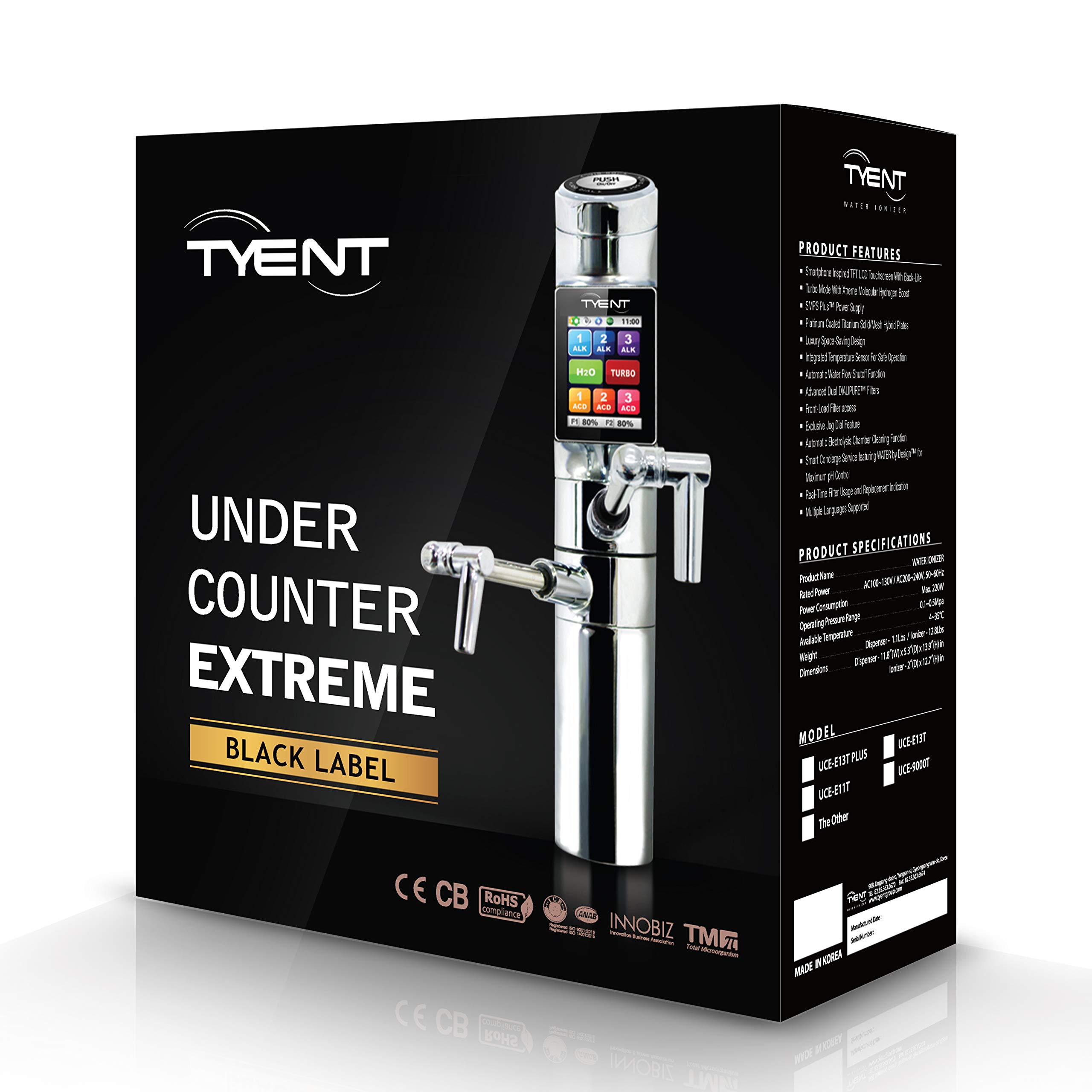 Tyent UCE 13 Plate Turbo Alkaline Water Ionizer Purification System