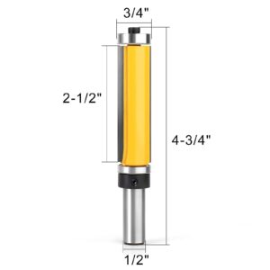 MEIGGTOOL 2-1/2 Inch Flush Trim Top and Bottom Bearing Router Bit 1/2-Inch Shank