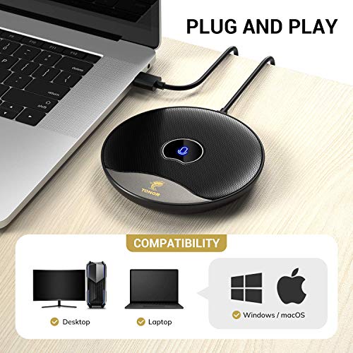 TONOR USB Conference Microphone, 360° Omnidirectional PC Computer Condenser Mic with Mute Button for Online Meeting/Class, Zoom Call, Skype Chatting, Plug & Play (TM20)