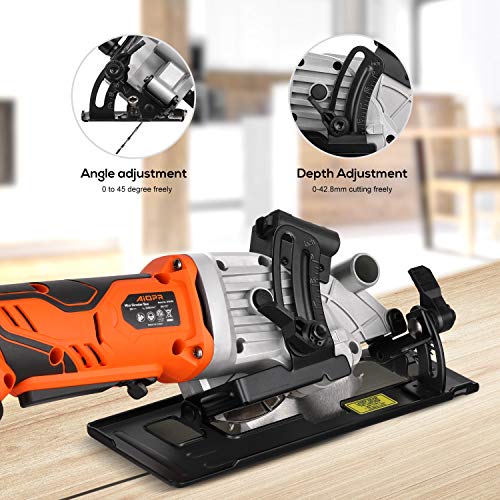 AIOPR 20V 4-1/2" Cordless Mini Circular Saw with Laser Guide, Rip Guide, Vacuum Adapter and 2 Blades (97630L)