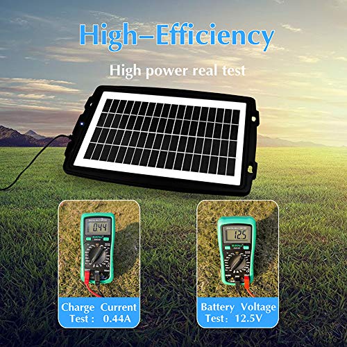 MEGSUN 12 Volt 10W Solar Car Battery Maintainer Trickle Chargers Kits, Portable Waterproof Solar Panel Charging Kit for Car, Boats, RV, Trailer, Camper, Automotive, Motorcycle, Snowmobile. (10W)