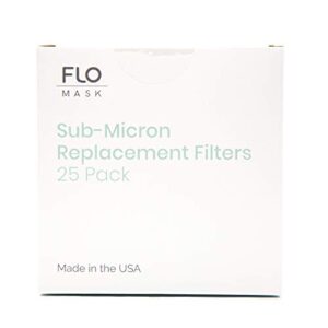 flo mask kids - sub-micron replacement filters (25-pack) for children's mask, made in usa