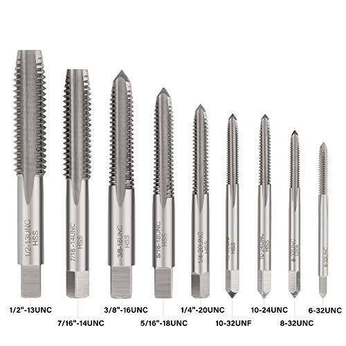 COMOWARE Drill and Tap Sets, HSS Jobber Length Drill Bits with Metal Indexed Case | 18-Piece, 6-32 to 1/2"-13 Tap Sizes