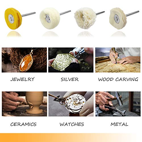 JIALUCONG 10pcs 1/8inch Cashmere Polishing Buffing Wheel for Dremel Polishing Kit - Polishing Wheel or Silver Polish Wheel - Watch Polishing Kit - Jewelry Polishing Kit…