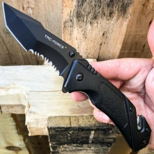 8.25" tac- force military tanto tracker rescue spring assisted pocket stainless steel blade folding knife