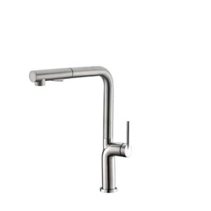 stylish modern kitchen sink faucet single handle pull down dual mode 100% solid stainless steel brushed stainless steel finish, k-146s