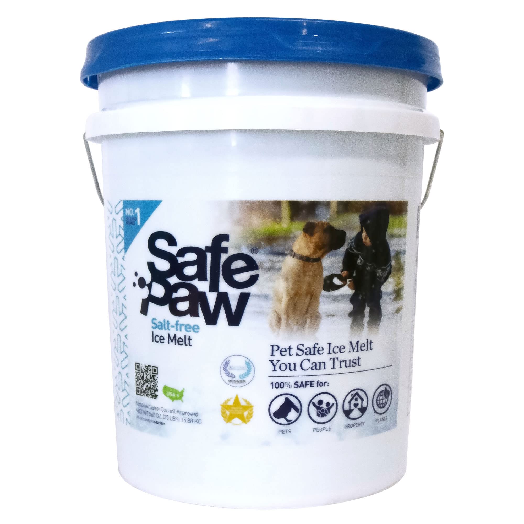 Safe Paw Dog Pet Friendly Saltless Ice Melt for Driveways, Sidewalks, Cured Concrete, Various Terrain, 35 Pound Pail (2 Pack)