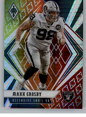 2020 Panini Phoenix Fanatics Exclusive Fire Burst Football #77 Maxx Crosby Las Vegas Raiders Official NFL Trading Card from Panini America in Raw (NM or Better) Condition