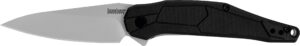 kershaw lightyear pocket knife, 3.125" 4cr14 steel drop point blade, assisted opening, liner lock,black
