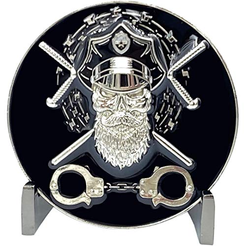 EL1-014 Correctional Officer CO Thin Gray Line Beard Gang Skull Challenge Coin Corrections Tools of The Trade