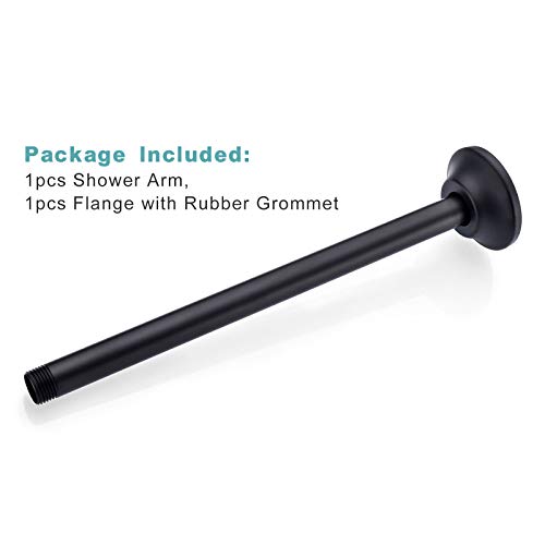 BESTILL 12 Inch Ceiling Mount Shower Arm and Flange, Matte Black