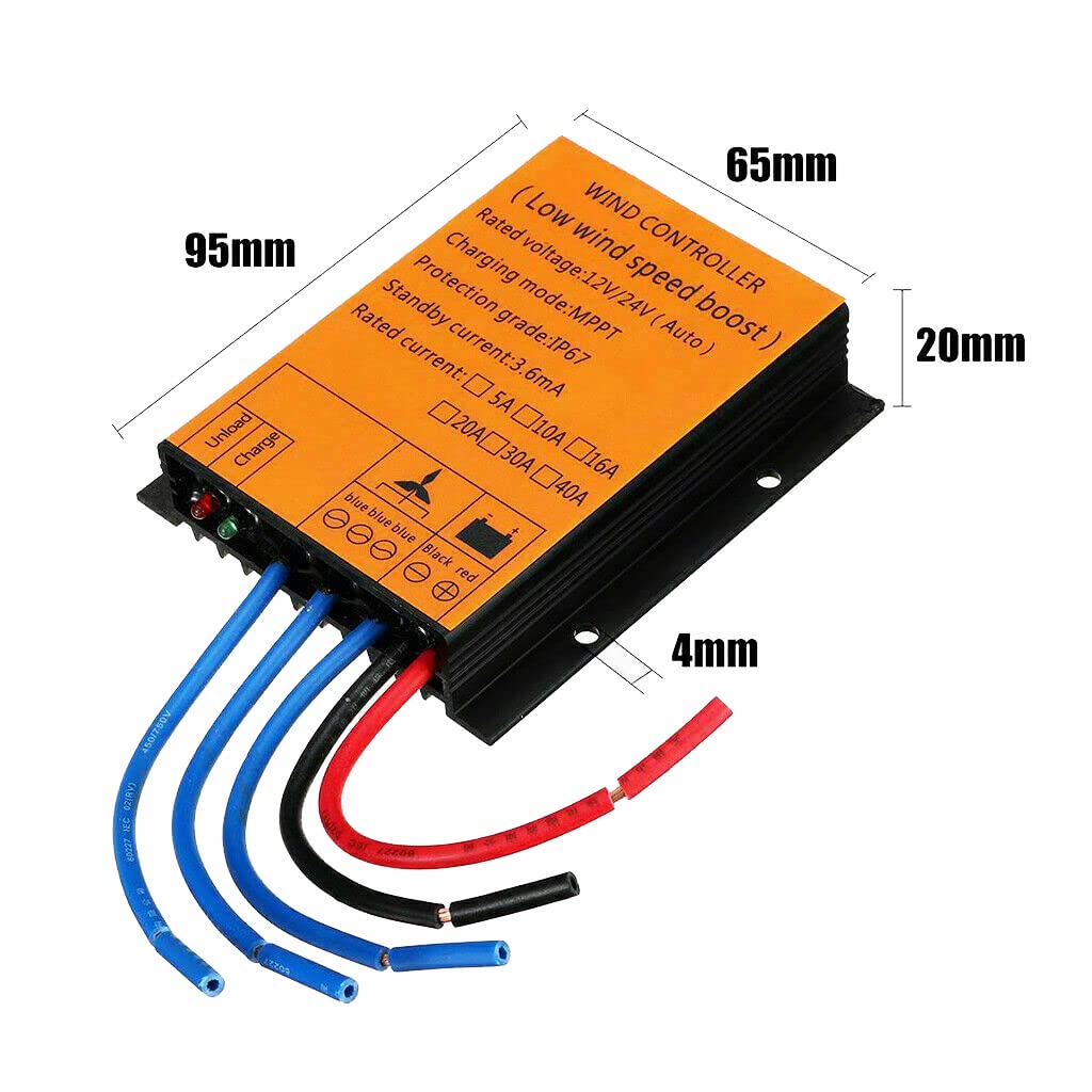 FLTXNY POWER Wind Turbine Charge Controller 300W 400W 600W Wind Turbine Generator Controller IP67 Waterproof 12V/24V Automatic