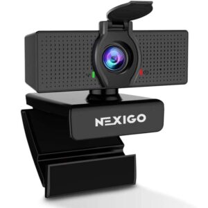 nexigo n60 1080p web camera, hd webcam with microphone & privacy cover, usb computer camera, 110-degree wide angle, plug and play, for zoom/skype/teams/obs, conferencing and video calling (renewed)