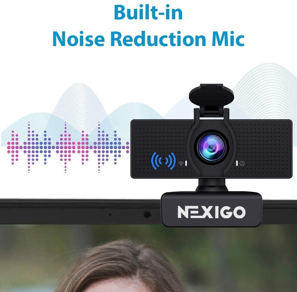 NexiGo N60 1080P Web Camera, HD Webcam with Microphone & Privacy Cover, USB Computer Camera, 110-degree Wide Angle, Plug and Play, for Zoom/Skype/Teams/OBS, Conferencing and Video Calling (Renewed)