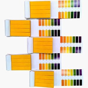 jimitop ph test strips,5 packs of 400 strips ph 1-14 test paper,for urine,saliva,drinking water,pool,spa,soap,fish tank and liquids