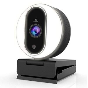 nexigo streaming webcam with ring light and dual microphone, advanced auto-focus, adjustable brightness with touch control, 1080p web camera for zoom skype facetime, pc mac laptop (renewed)