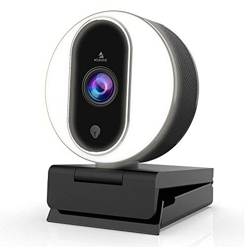 NexiGo Streaming Webcam with Ring Light and Dual Microphone, Advanced Auto-Focus, Adjustable Brightness with Touch Control, 1080P Web Camera for Zoom Skype Facetime, PC Mac Laptop (Renewed)