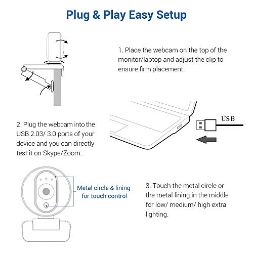 NexiGo Streaming Webcam with Ring Light and Dual Microphone, Advanced Auto-Focus, Adjustable Brightness with Touch Control, 1080P Web Camera for Zoom Skype Facetime, PC Mac Laptop (Renewed)