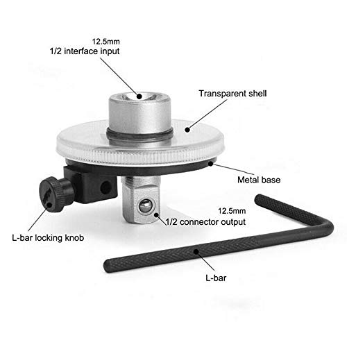 BSBMIEQM 1/2 Inch Torque Wrench Angle Gauge Tool,360° Adjustable 1/2" Drive Torque meter Wrench Set,Professional Measure Tool