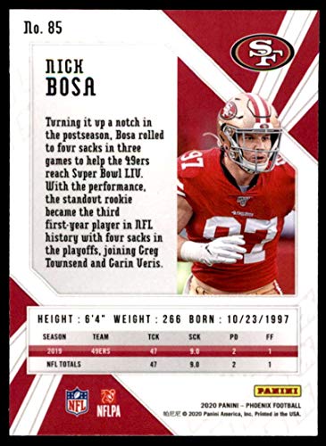 2020 Fanatics Exclusive Phoenix Football Fire Burst Prizm #85 Nick Bosa San Francisco 49ers Official NFL Trading Card