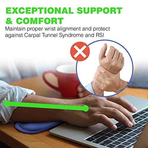 Dr. Arthritis Doctor Developed Ergonomic Wrist Rest for Mouse & Keyboard and Perfect for Good Wrist Health, Posture & Joint Conditions Blue