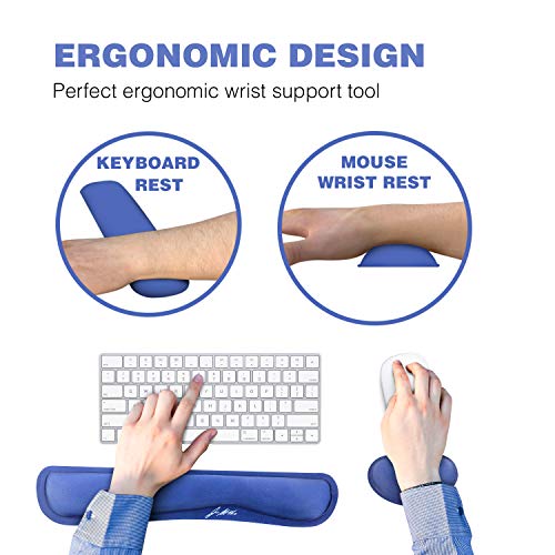 Dr. Arthritis Doctor Developed Ergonomic Wrist Rest for Mouse & Keyboard and Perfect for Good Wrist Health, Posture & Joint Conditions Blue