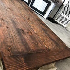 Farmhouse Redwood Rustic Table, Reclaimed Wood, Dark Brown and White